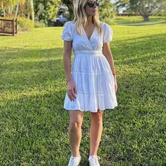 ZARA WHITE COTTON DRESS WITH EMBROIDERED LACE TRIMS SIZE small - Picture 1 of 8